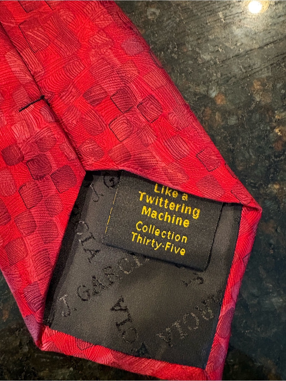 J. Garcia Red Geometric Silk Tie